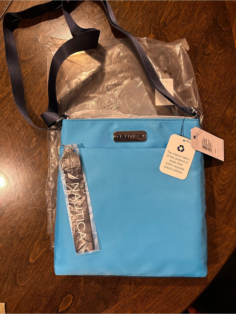 Nautica Bright Blue Crossbody Bag with Navy Strap